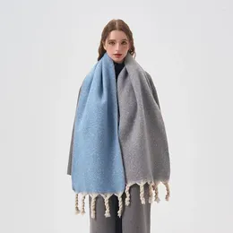 Scarves 2023Winter Thickened Tassel Double Sided Solid Colour Plush Women's Scarf Fashionable WarmCold Resistant Soft Glutinous Shawl