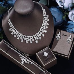 Necklace Earrings Set Graceful Wedding Bridal Jewellery For Ladies Dubai Engagement Drop Bracelet Ring 4 Pieces