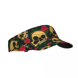 Berets Summer Sun Hat Adjustable Visor UV Protection Top Empty Day Of The Dead Skulls And Flowers In Mexican Style Sport Sunscreen Cap