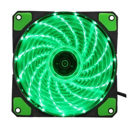 Freeshipping 15 Lights LED PC Computer Chassis Fan Case Heatsink Cooler Cooling Fan DC 12V 4P 120*120*25mm Rovcg