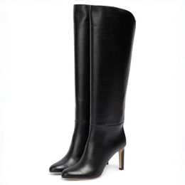 Moda inverno mulheres botas altas sênior karter 85 em couro bota longa luxo preto branco cabeças redondas design itália casual vestido de noite salto alto botas longas UE 35-43