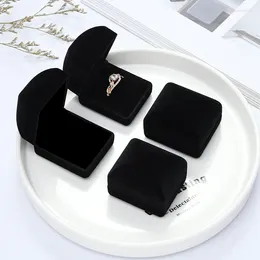 Jewelry Pouches 10Pcs Ring Box Organizer Case Gift Packaging Black Storage Holder Velvet Trinket Wedding Small Businesses Wholesale