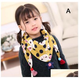 Spring Autumn Cotton Children Scarf Comfortable Kids Triangle With Cute Star Pendant Boy Girl Neckerchief Mticolor Drop Delivery Dhuvi