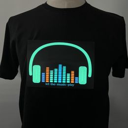 Men's T-Shirts Christmas Party Dj Equalizer Display Luminous Music Light Up Glowing Led T-shirt 230413