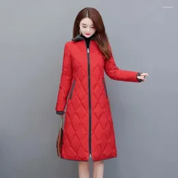 Women's Trench Coats 2023 Autumn Winter Down Cotton Coat Womens Fashion Slim Korean Thick Padded Jacket Women Large Size Long Warm Parkas