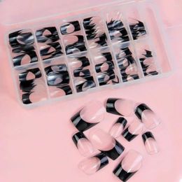 False Nails 120PCS Square French Style Nail Pieces Full Cover Tips Artificial Extension For Salon Or Home DIY Art Tools