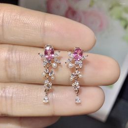 Dangle Earrings FS Natural 4 5 Pink Sapphire For Women S925 Pure Silver Fine Fashion Charm Weddings Gift Jewellery MeiBaPJ