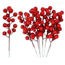 Decorative Flowers 25 Pcs 20Cm Berry Stems Christmas Decorations Picks Branches Sticks Twigs Durable Easy Instal