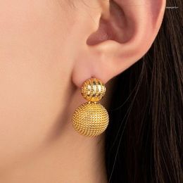 Stud Earrings 18K Gold Plated Double-Half Ball Earring 925 Sterling Silver For Women Girl Jewellery