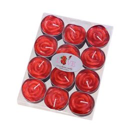 Scented Candle 12 Pcs Valentine's Day Tealight Candles Romantic Mini Rose Shaped Candles for Wedding P230412