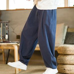 Men's Pants Stylish Autumn Spring Trousers Baggy Cotton And Linen Elastic Fitting Lantern Pant Harem Loose Casual