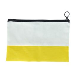 100pcs Cosmetic Bags Sublimation DIY White Blank Canvas Patchwork Yellow Large Capacity Zipper Storage Bags