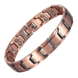 Link Bracelets Wollet 9.05'' Men Copper Bracelet Pure Magnetic For Christmas Year Gift Father Dad Boyfriend Jewellery