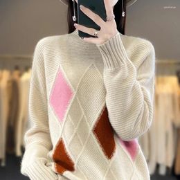 Women's Sweaters Tailor Sheep Cashmere Sweater Loose Knit Simple Wool Half High Collar Product Full Sleeve
