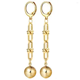 Dangle Earrings MinaMaMa Exaggerated Stainless Steel U Link Chain Ball Drop For Women Fashion Hip Hop Jewellery