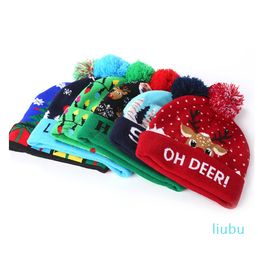 Hats Scarves Sets Ball Caps Christmas Hat Sweater Knitted Beanie Light Up Hat Party Gift for Kids Xmas New Year Decorations