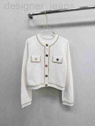 Women's Sweaters designer Autumn and Winter New Balm Nanyou Gaoding Xiaoxiangfeng Fashion Metal Woven Chain Celebrity Short Knitted Cardigan XK6Y