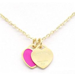 Pendant Necklaces Design Brand Heart Love Necklace For Women Stainless Steel Accessories Zircon Green Pink Jewelry Gift fashion jewelry