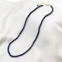Pendants Faceted Lapis Lazuli Necklace Delicate Adjustable 14K Gold Filled Chains Natural Stones Collier Femme Unique Women BOHO
