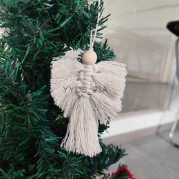 Christmas Decorations Boho Christmas Angel Pendants Hand Woven Jute Rope Angel Tassel Hanging Ornaments For Christmas Tree Navidad Party Decorations YQ231113