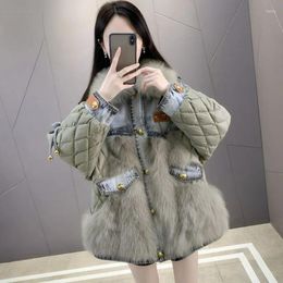 Women's Trench Coats 2023 Women Down Cotton Coat Winter Cowboy Jacket Female Short Fashion Parkas Loose Thick Warm Outwear Fur Collar