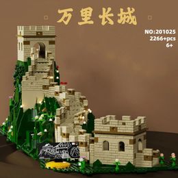 Diecast Model World Famous Historical Architecture China Badaling Great Wall Building Block Bricks Educational Toy Collection With Light 231110