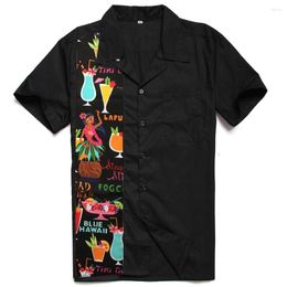 Men's Casual Shirts Men Shirt Summer Style Retro Dancing Hula Girl Contrast Hawaiian Vintage Rockabilly Short Sleeve Chemise Homme