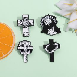 Brooches Pin for Women Men Vintage Punk Style Cross Badge and Pins for Dress Cloths Bags Decor Cute Enamel Metal Jewellery Gift for Friends Wholesale