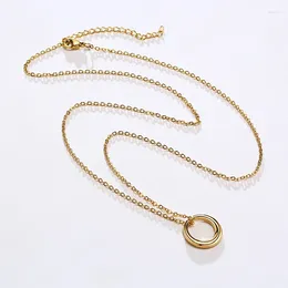 Pendant Necklaces Gold Plated Circle Of Life Necklace In Stainless Steel Tiny Delicate Women Round Shapd