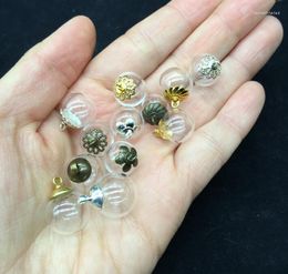 Pendant Necklaces 100set 12mm Clear Glass Globe With Beads Cap Jewellery Findings Vial Bottle Bubble Necklace Terrarium