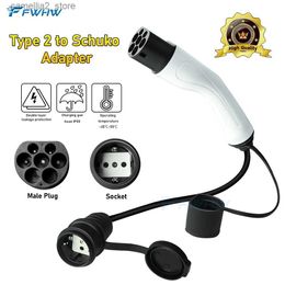 Electric Vehicle Accessories FWHW 16A Type2 to Schuko Adapter for Electric Scooters E-Bikes EV PHEV Car Type 2 Male AC Adapter to European Standard Socket Q231113