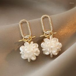 Dangle Earrings U-Magical Ins Style Imitation Pearl Flower Earring For Women Creative Hollow Rhinestone Metal Geometric Jewellery