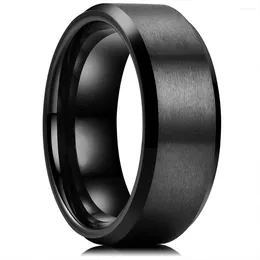 Wedding Rings Simple Men Black Titanium Stainless Steel For Women Matte Finish Bevelled Edge Party Jewellery Gifts