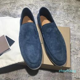 2023-Couples shoes Summer Walk Charms embellished suede loafers Genuine leather casual slip on flats for men Luxury Designer flat Dress shoe factory footwear