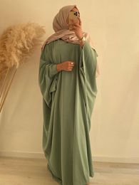 Ethnic Clothing Plain Abaya Mulsim Ramadan Prayer Long Dress Women Nida Batwing Sleeve Hijab Jilbab African Dresses Islam Dubai Modest Abayas 230412