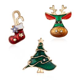 3pcs/set Christmas Gift For Women Men Brooches Enamel Pins Santa Claus Bell Elk Snowflake Xmas Tree Brooch Kids New Year Pin