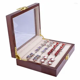 Jewellery Pouches 1 Piece Glass Cufflinks Box For Men Painted Wooden Collection Display Storage 12Pairs Capacity Rings