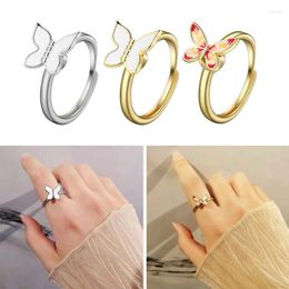 Cluster Rings Anti Anxiety For Women Men Spinner Adjustable Stacking Worry Ring Butterfly Rotating Jewellery Prese T8DE