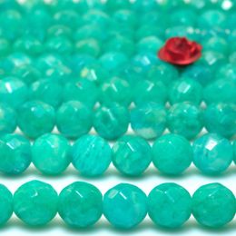 Loose Gemstones Natural Russian Amazonite Faceted Round Beads Wholesale Gemstone Semi Precious Stone Bracelet Necklace Diy Jewelry Making