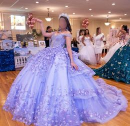 Sage Quinceanera Dress 2024 Beaded Corset Charro Mexican Rose Gold Quince Sweet 15/16 Birthday Party Gown for 15th Girl Drama Winter Formal Prom Gala Lavender Ice-Blue