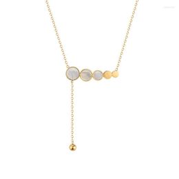 Pendant Necklaces Fashion Temperament White Shell Round Plate Balance Beam Style Stackable Necklace Ladies Women Accessories Wholesale