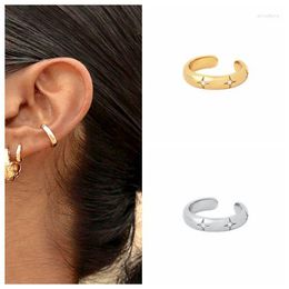 Backs Earrings 1PC 24k Gold-Plated Silver Metal Punk Ear Cuff Clip Europe And America Piercing Female C-Shape Crystal Earring