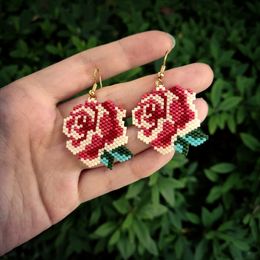 Dangle Chandelier Fairywoo Ethnic Flower Earring For Lady Rose Jewellery Miyuki Bead Jewelry Handmade Earrings Friendship Wholesale 230413