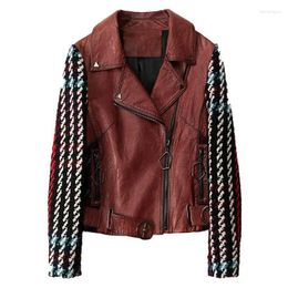 Women's Leather 2023 Spring And Autumn Sheepskin Mixed With Coarse Wool Product Genuine Jacket