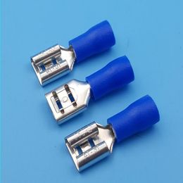 1000Pcs Crimp Terminal Connector Insulated Female Spade Wire Blue FDD2-250 63mm14-16 AWG Tncln