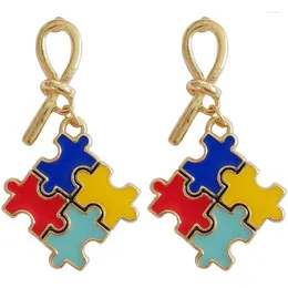 Dangle Earrings Creative Drop For Women Girls Fashion Colourful Puzzle Jigsaw Geometric Brincos Boucle Ear Jewellery Gifts