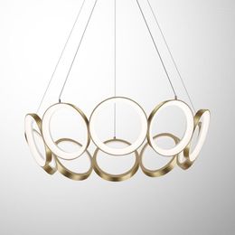 Pendant Lamps Simple Rings LED Chandelier Luxury Design Living Room Decoration Lamp Designer Suspension Light Fixtures