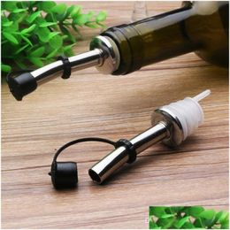 Bar Tools Flow Wine Bottle Pour Spout Stopper Stainless Steel Liquor Spirit Pourer Anti-Dust Rubber Lids Barware Christmas Party Suppl Otmjr