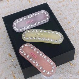 P brand letters designer hair clip barrettes luxury shining diamond acrylic classic hair pins for girls women party jewelry gift262T