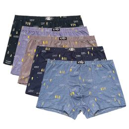 Underpants 5PCS/Lot 100% cotton printed men's underwear boxers boxer youth PIUS size loose breathable men's Bottoms Comfort boxer shorts 230413